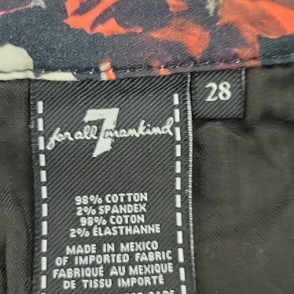7 For All Mankind Multicolor Floral 5 pocket Pants Women's Sz 28 school date - Picture 7 of 7